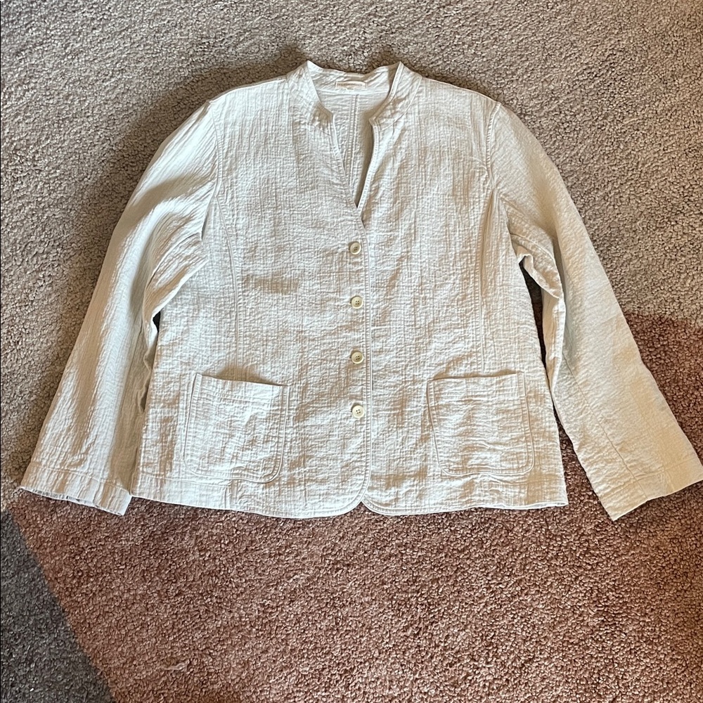 Eileen Fisher XL Linen-Cotton chore coat barn jacket utility jacket workwear